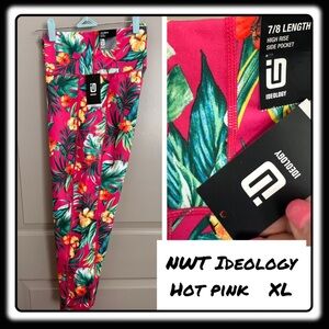 NWT Ideology hot pink leggings with palms. Size XLarge.